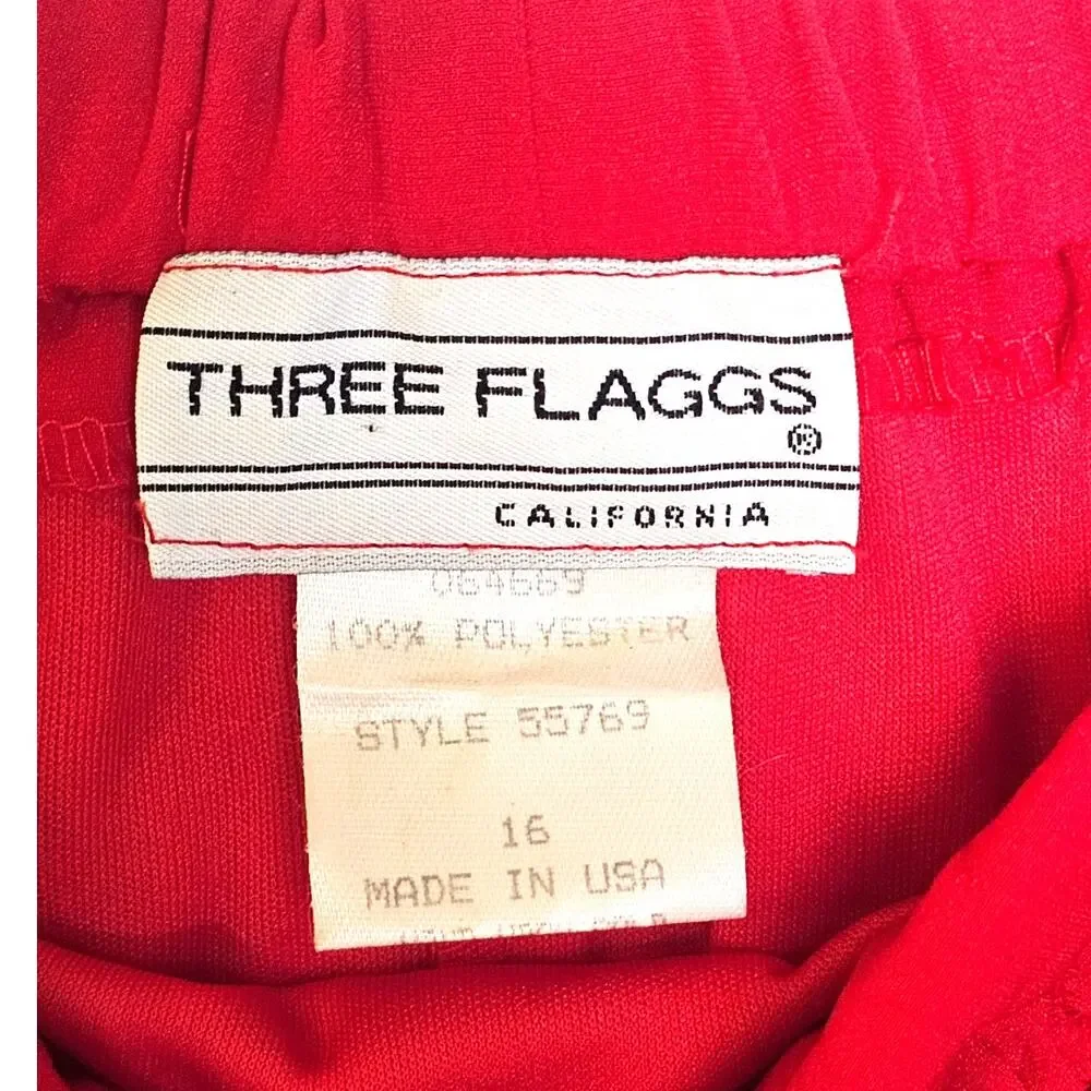 Vintage Three Flags California Red Pleated Midi Skirt